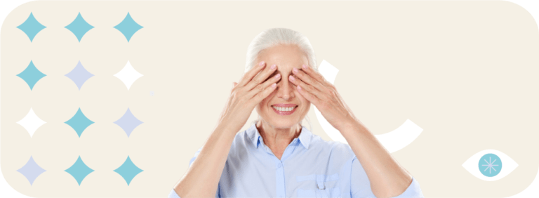 Glaucoma, una mujer tapando los ojos